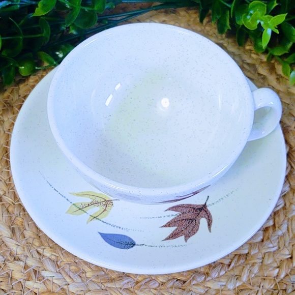 Vtg MCM California Franciscan Earthenware Autumn Pottery Dinnerware Cup & Saucer - Picture 2 of 11